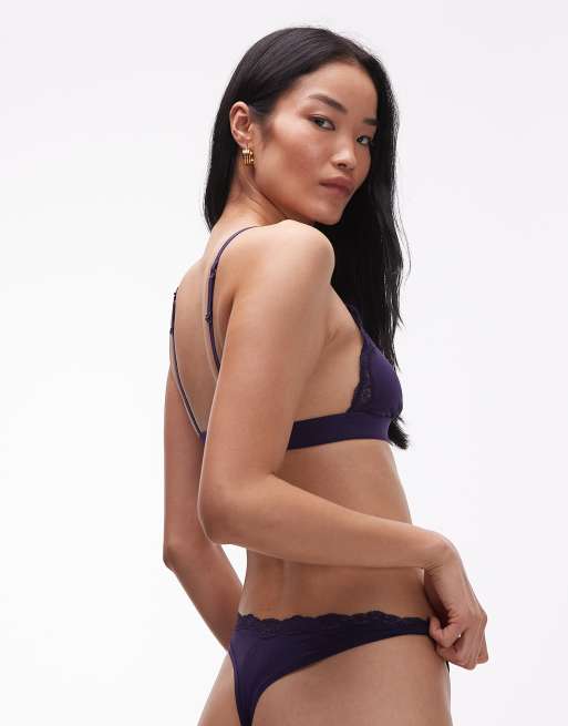 Tommy Hilfiger - String en microfibre et dentelle - Violet, 3 de 4