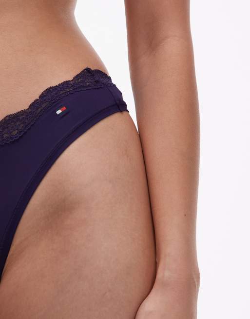 Tommy Hilfiger - String en microfibre et dentelle - Violet, 4 de 4