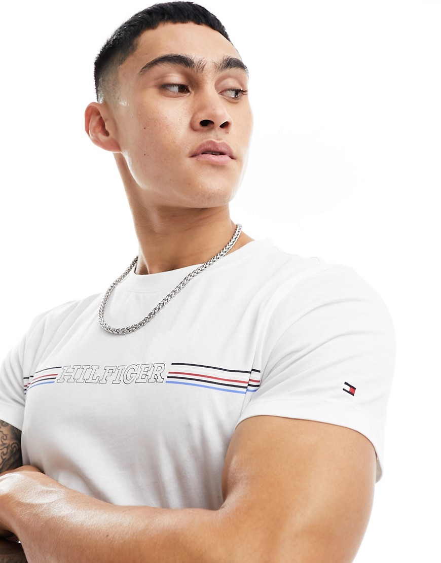 Tommy Hilfiger stripe chest t-shirt in white