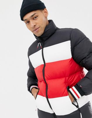 tommy hilfiger puffer jacket red white and blue