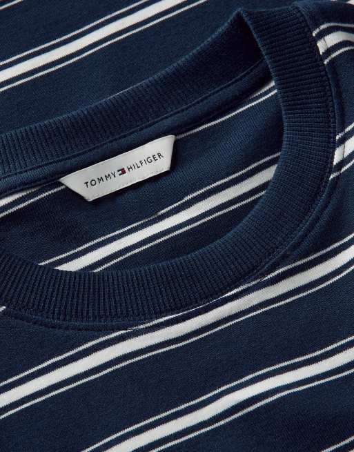 Tommy Hilfiger Stripe drawstring hem long sleeve t-shirt in dark blue, 6 of 6