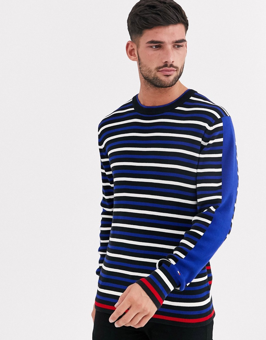 Tommy Hilfiger stripe knitted jumper-Black