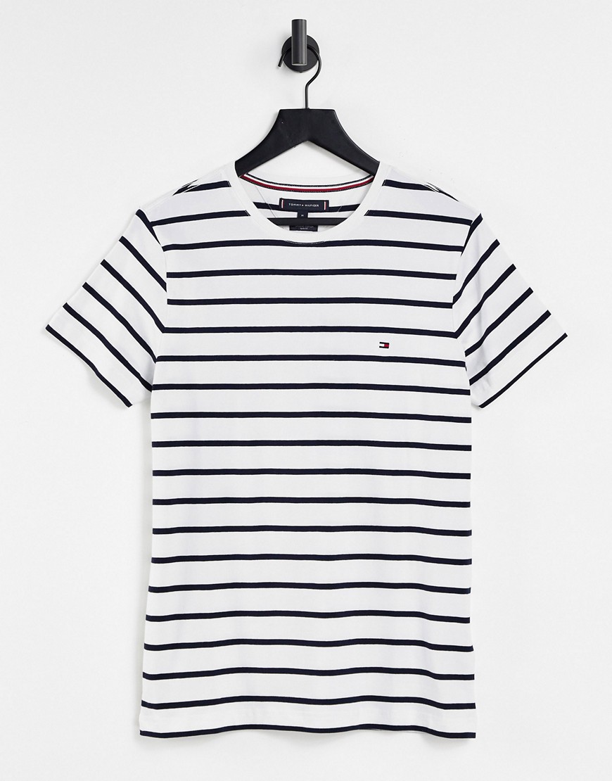 Tommy Hilfiger stripe slim fit t-shirt in white