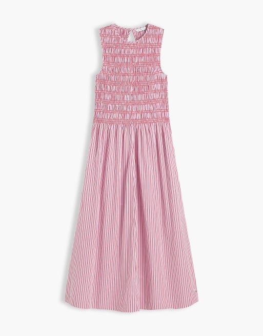 Tommy Hilfiger Stripe smock sleeveless fit and flare maxi dress in multi pink, 5 of 6