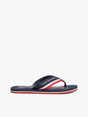  Stripe webbing strap flip-flops in dark blue