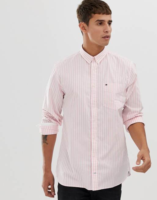 Tommy hilfiger best sale pink striped shirt