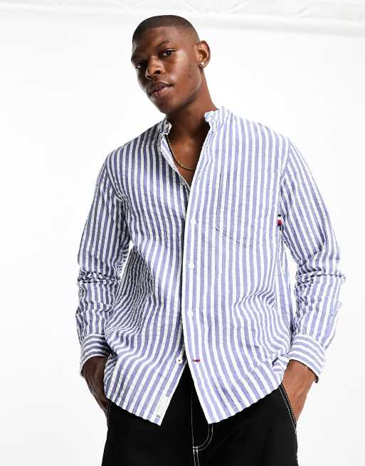 Blue and white striped deals tommy hilfiger shirt