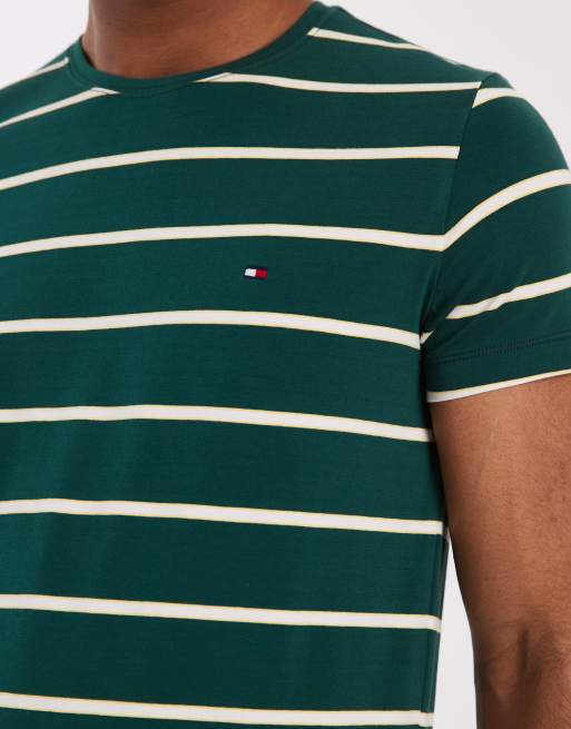 Tommy Hilfiger striped slim fit t-shirt in green, 4 of 5