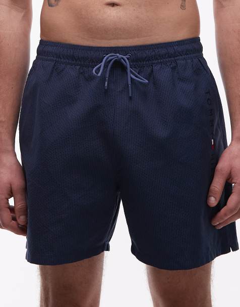 Tommy Hilfiger – Strukturierte Badeshorts in Blau mit Reißverschluss und Kordelzug - view 1