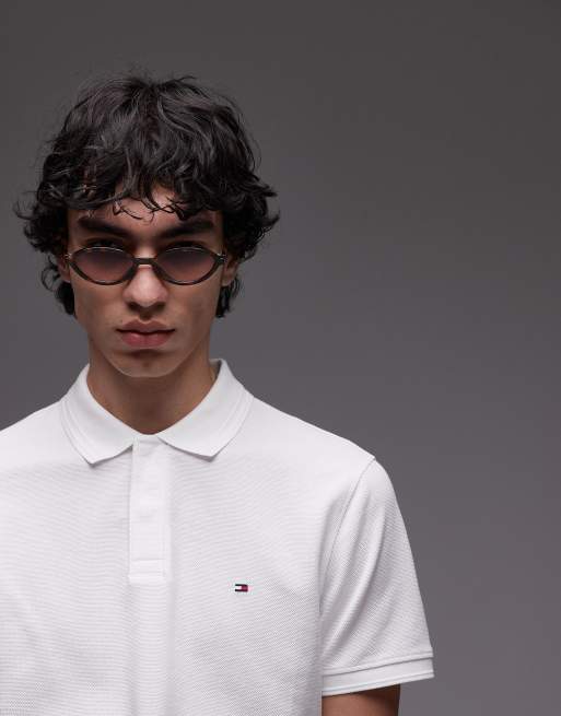 Tommy Hilfiger – Strukturiertes Polohemd in Weiß mit normalem Schnitt, 2 von 4