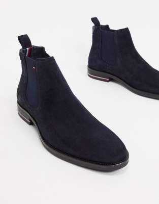 tommy hilfiger blue suede chelsea boots