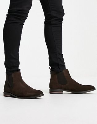 Tommy Hilfiger suede chelsea boots in brown