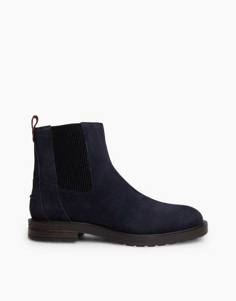 Tommy Hilfiger Suede cleat zip-up chelsea boots in dark blue - view 1