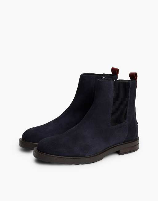 Tommy Hilfiger Suede cleat zip-up chelsea boots in dark blue, 2 of 7