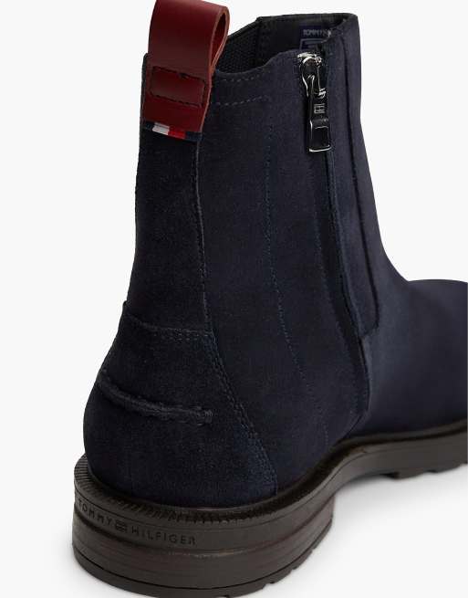 Tommy Hilfiger Suede cleat zip-up chelsea boots in dark blue, 6 of 7