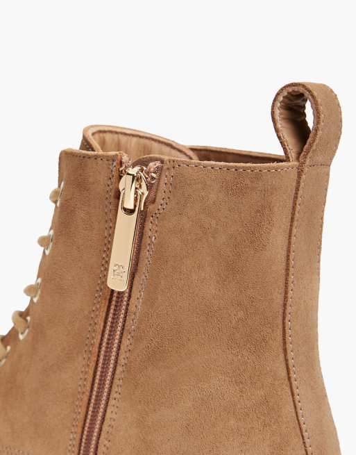 Tommy Hilfiger Suede enamel flag lace-up boots in brown, 6 of 7