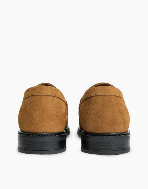Tommy Hilfiger Suede fringe horsebit loafers in brown, 4 of 7