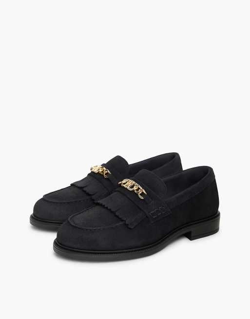 Tommy Hilfiger Suede fringe horsebit loafers in dark blue, 2 of 7