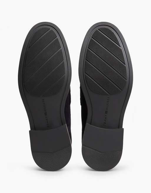 Tommy Hilfiger Suede fringe horsebit loafers in dark blue, 5 of 7