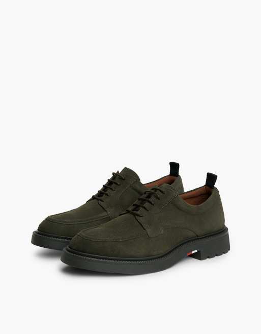 Tommy Hilfiger Suede lace-up derby shoes in olive green, 2 of 7