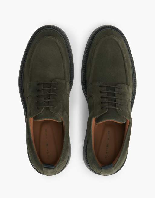Tommy Hilfiger Suede lace-up derby shoes in olive green, 3 of 7