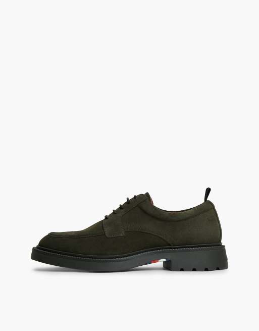 Tommy Hilfiger Suede lace-up derby shoes in olive green, 7 of 7