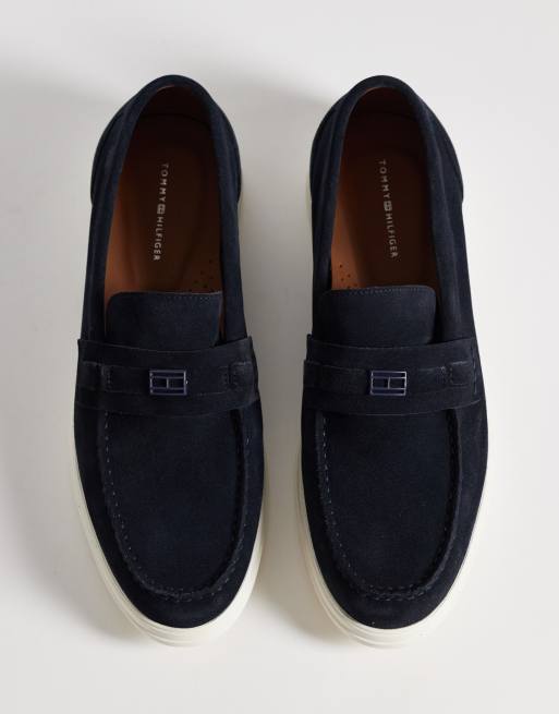 Tommy Hilfiger suede loafers in navy, 3 of 4