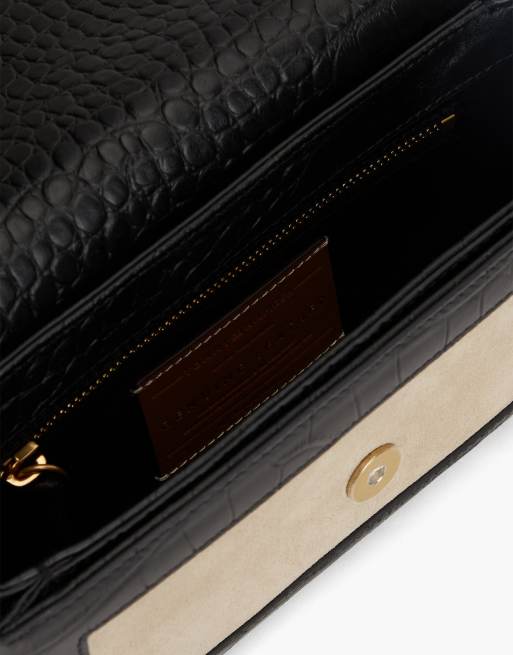 Tommy Hilfiger Suede metal logo crossbody bag in black/white, 5 of 5