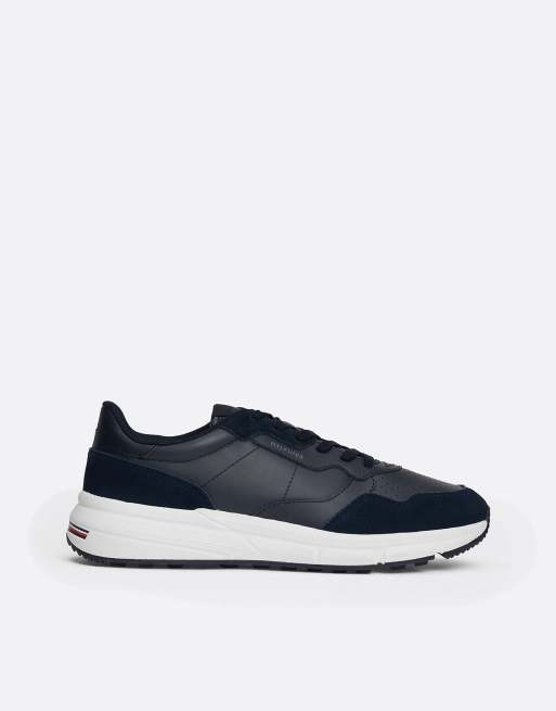 Tommy Hilfiger Suede mixed texture trainers in dark blue ASOS