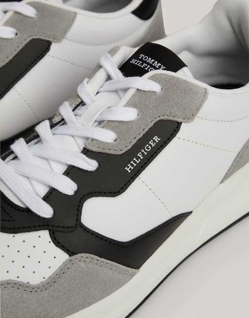 Tommy Hilfiger Suede mixed texture trainers in white
