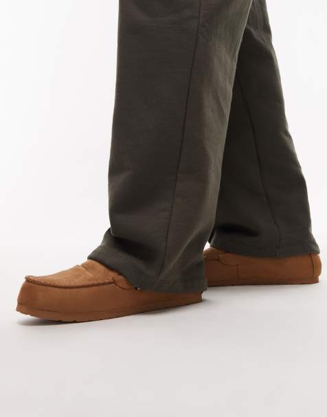 Tommy Hilfiger - Suède pantoffels met mocassinnaad in bruin - view 1