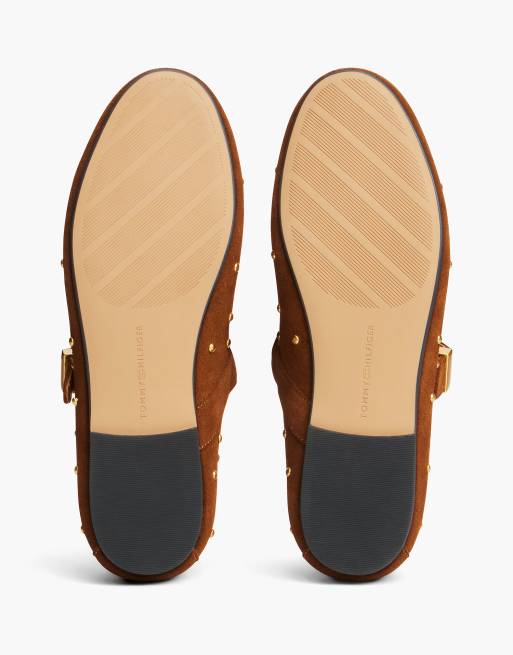 Tommy Hilfiger Suede stud buckle mary jane ballerinas in brown, 5 of 7
