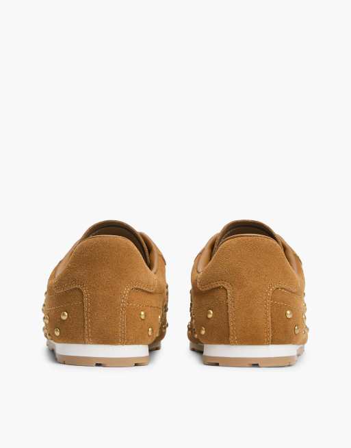 Tommy Hilfiger Suede studded low profile trainers in ginger clay, 4 of 7