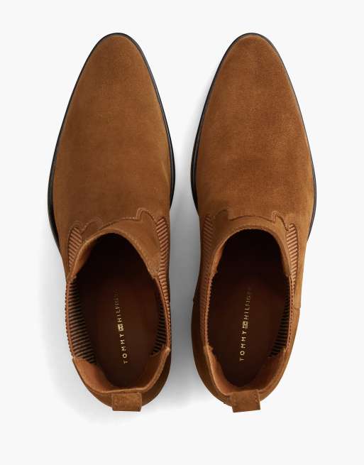 Tommy Hilfiger Suede western chelsea boots in brown, 3 of 7
