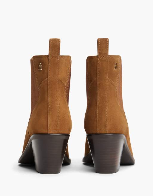 Tommy Hilfiger Suede western chelsea boots in brown, 4 of 7