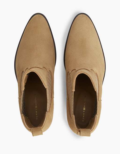 Tommy Hilfiger Suede western chelsea boots in light brown, 3 of 7