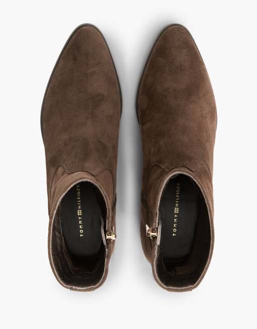 Tommy Hilfiger Suede zip-up ankle boots in dark brown, 3 of 7
