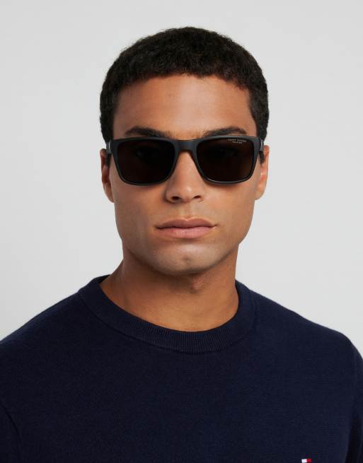 Tommy Hilfiger Sunglasses Tommy hilfiger rectangular sunglasses with grey polarized lenses in black, 3 of 7