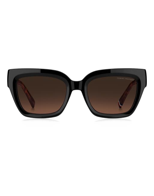 Tommy Hilfiger Sunglasses Tommysungl bold square sunglasses with brown shaded pink gradient lenses in black, 2 of 6