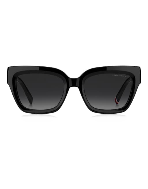 Tommy Hilfiger Sunglasses Tommysungl bold square sunglasses with grey shaded gradient lenses in black, 2 of 6