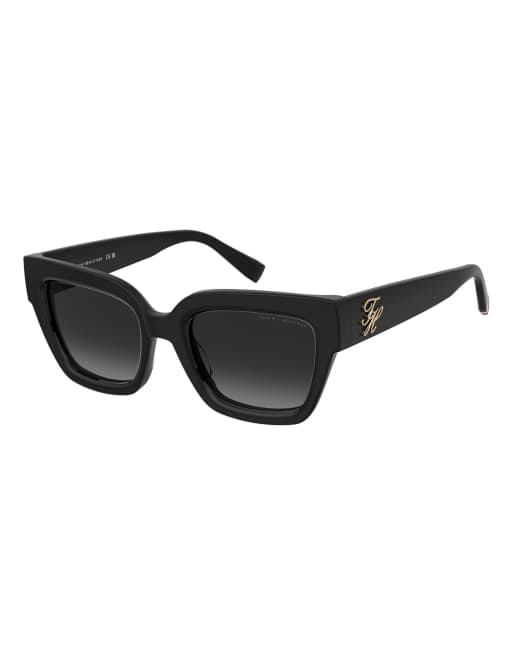 Tommy Hilfiger Sunglasses Tommysungl bold square sunglasses with grey shaded gradient lenses in black, 3 of 6