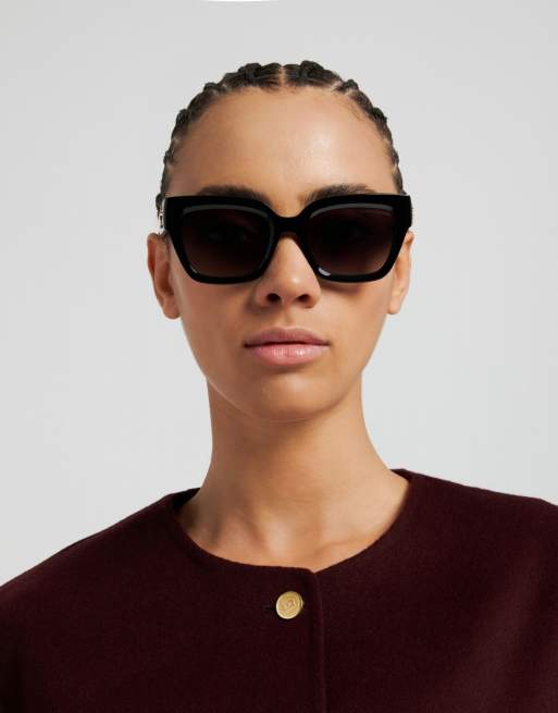 Tommy Hilfiger Sunglasses Tommysungl bold square sunglasses with grey shaded gradient lenses in black, 4 of 6