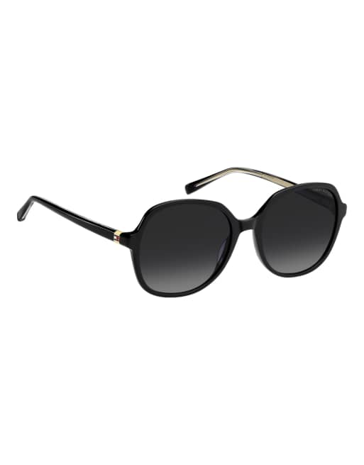 Tommy Hilfiger Sunglasses Tommysungl oversized square sunglasses, black frame, grey shaded gradient lenses in black, 6 of 6