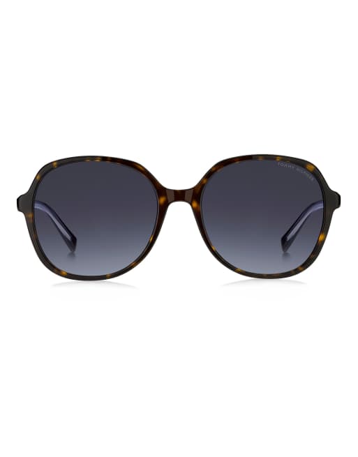 Tommy Hilfiger Sunglasses Tommysungl oversized square sunglasses with blue shaded gradient lenses, brown frame in brown, 2 of 6
