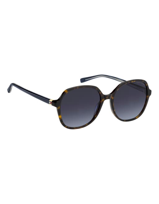 Tommy Hilfiger Sunglasses Tommysungl oversized square sunglasses with blue shaded gradient lenses, brown frame in brown, 3 of 6