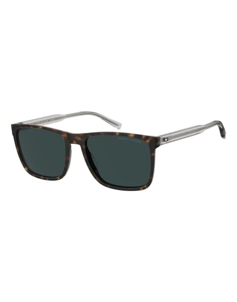 Tommy Hilfiger Sunglasses Tommysungl rectangular sunglasses with blue lenses in brown - view 1