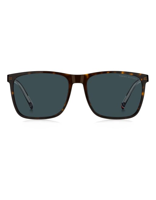 Tommy Hilfiger Sunglasses Tommysungl rectangular sunglasses with blue lenses in brown, 2 of 6
