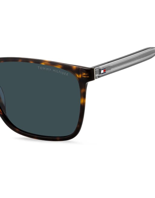 Tommy Hilfiger Sunglasses Tommysungl rectangular sunglasses with blue lenses in brown, 3 of 6