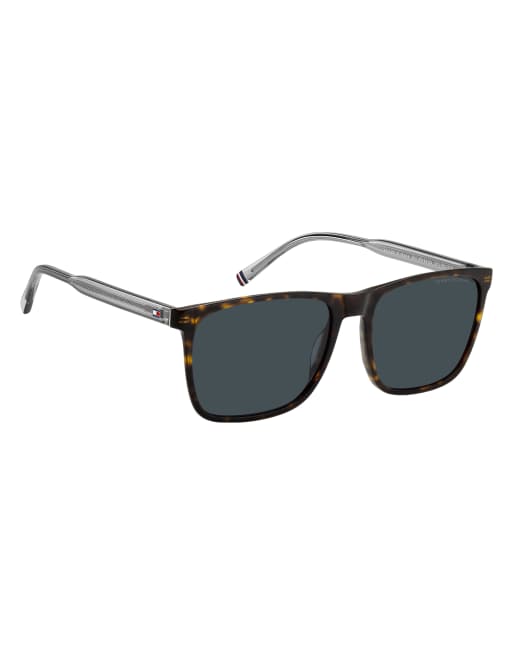 Tommy Hilfiger Sunglasses Tommysungl rectangular sunglasses with blue lenses in brown, 6 of 6