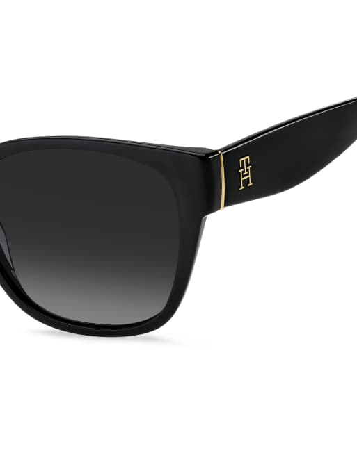 Tommy Hilfiger Sunglasses Tommysungl square sunglasses with grey shaded gradient lenses - black in black, 5 of 6